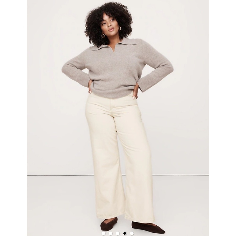 Banana Republic‎ The Icon Classic Wide Leg Jean High Rise Rigid Denim Ecru 35